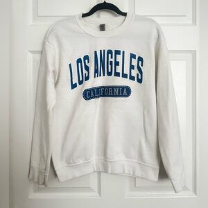 Gildan White and Blue Los Angeles Crew Neck Sweater